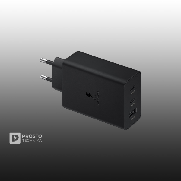 Сетевое зарядное устройство Samsung 65 Вт (2*USB-C/USB-A) черное
